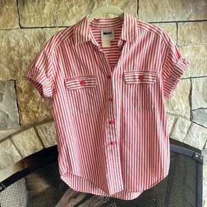 Vintage red and white striped blouse